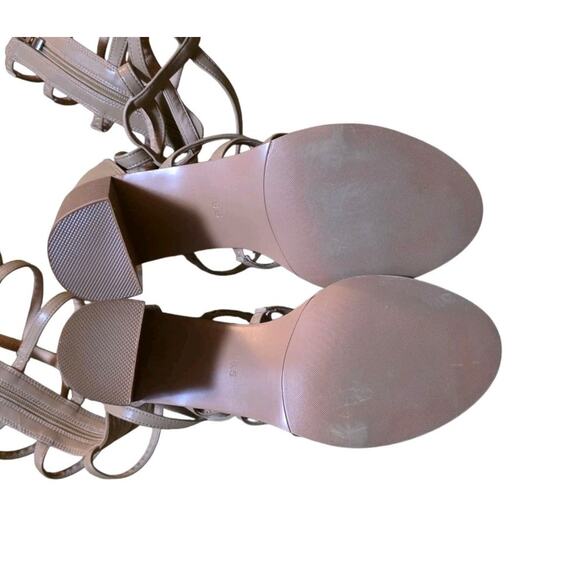 Gladiator Sandals for Women Open Toe Chunky Heel Roman Zipper Sandals - Picture 3 of 5